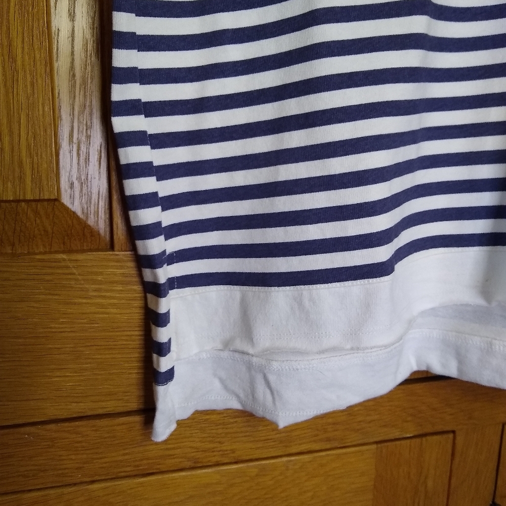 Easel navy & ivory striped oversize short sleeve hoodie - Picture 6 of 14